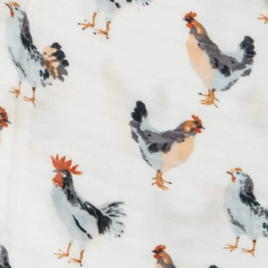 Chickens Organic Cotton Gown & Hat Set