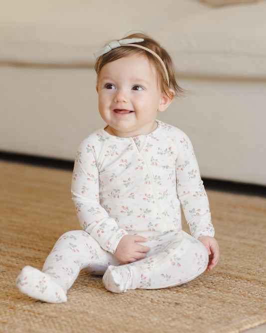 Strawberries Bamboo Zip Footie