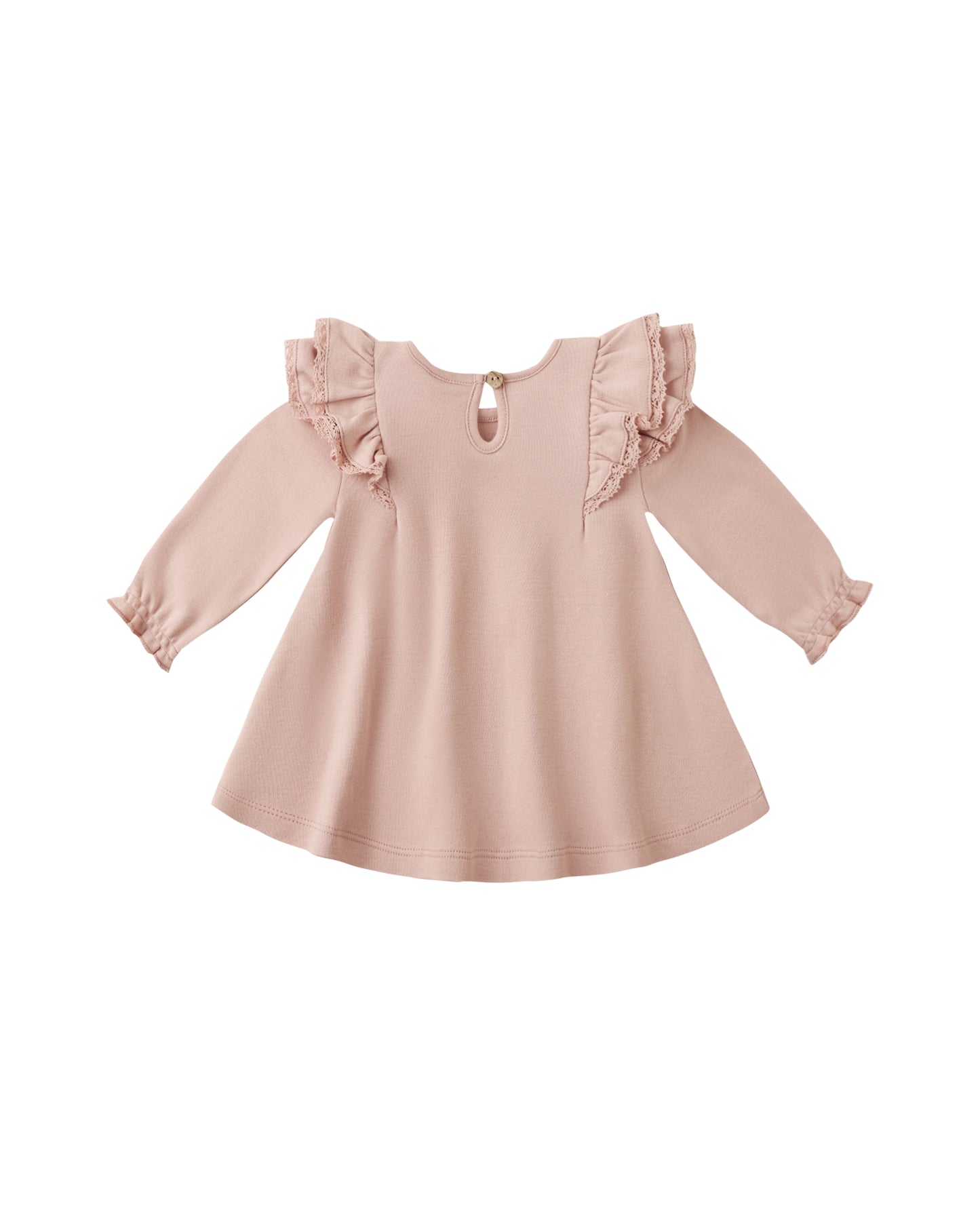 Rose Long Sleeve Flutter Dress