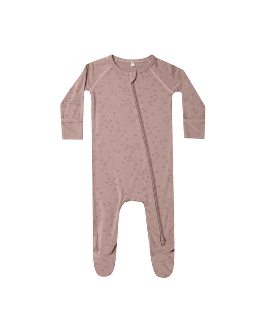 Mauve Bloom Bamboo Zip Footie