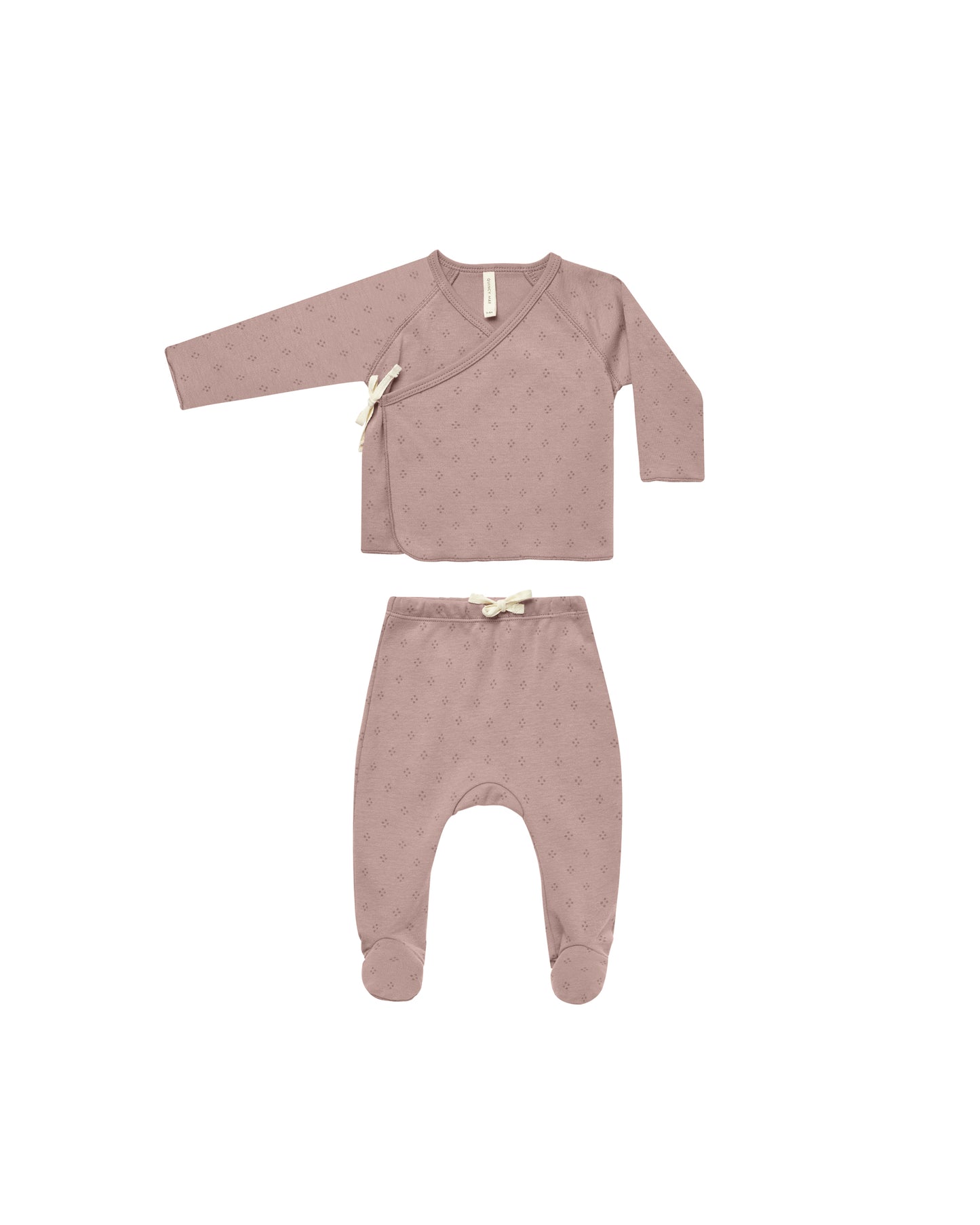 Mauve Dotty Wrap Top + Pant Set