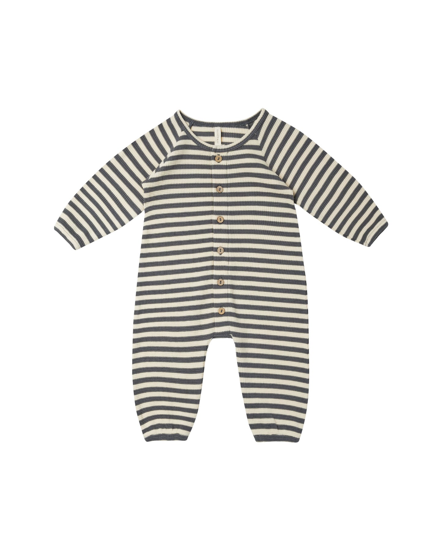 Waffle Long Sleeve Jumpsuit Navy Stripe