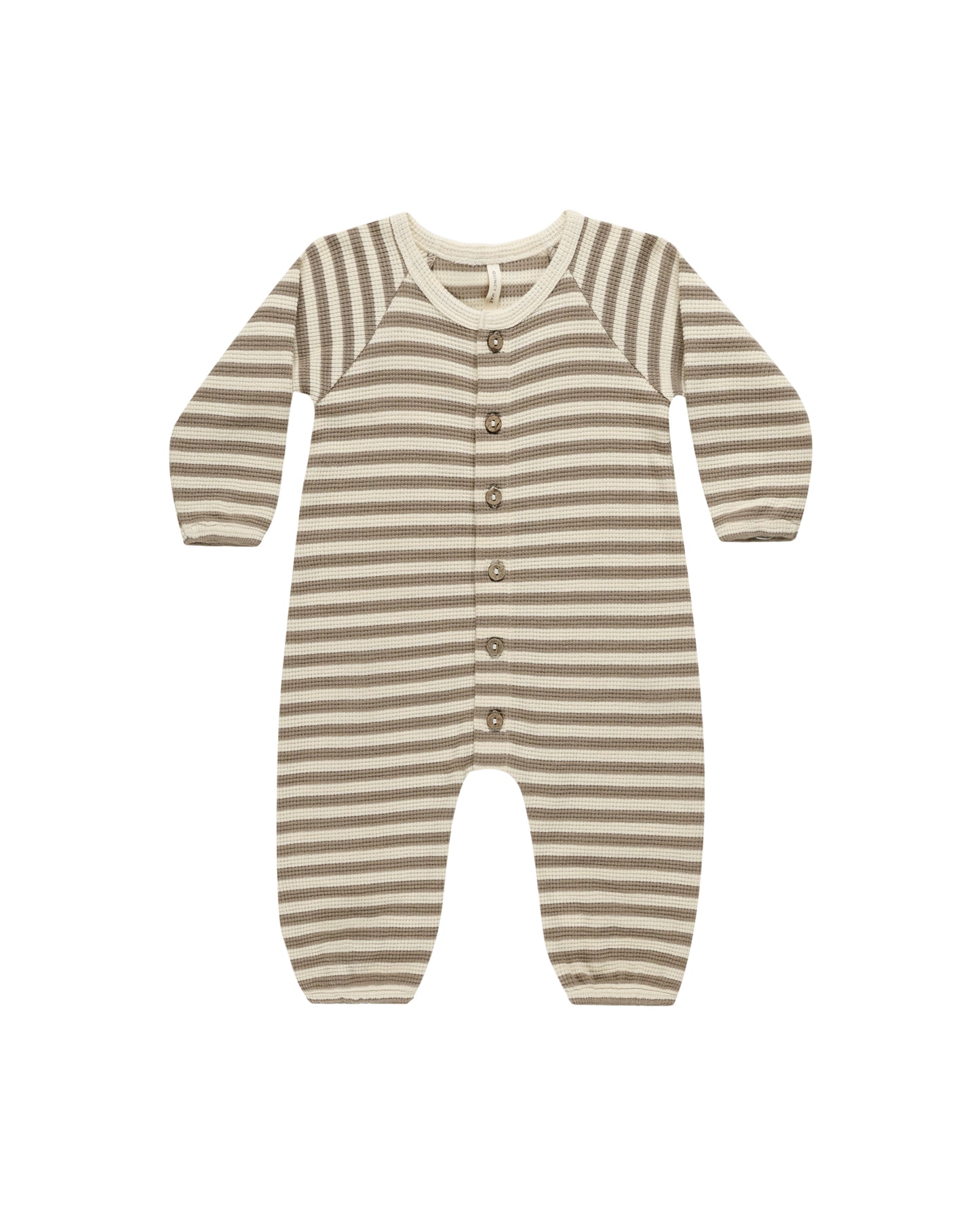 Waffle Long Sleeve Jumpsuit Olive Stripe