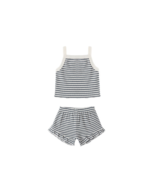 Evie Tank + Shortie Set Ocean Stripe