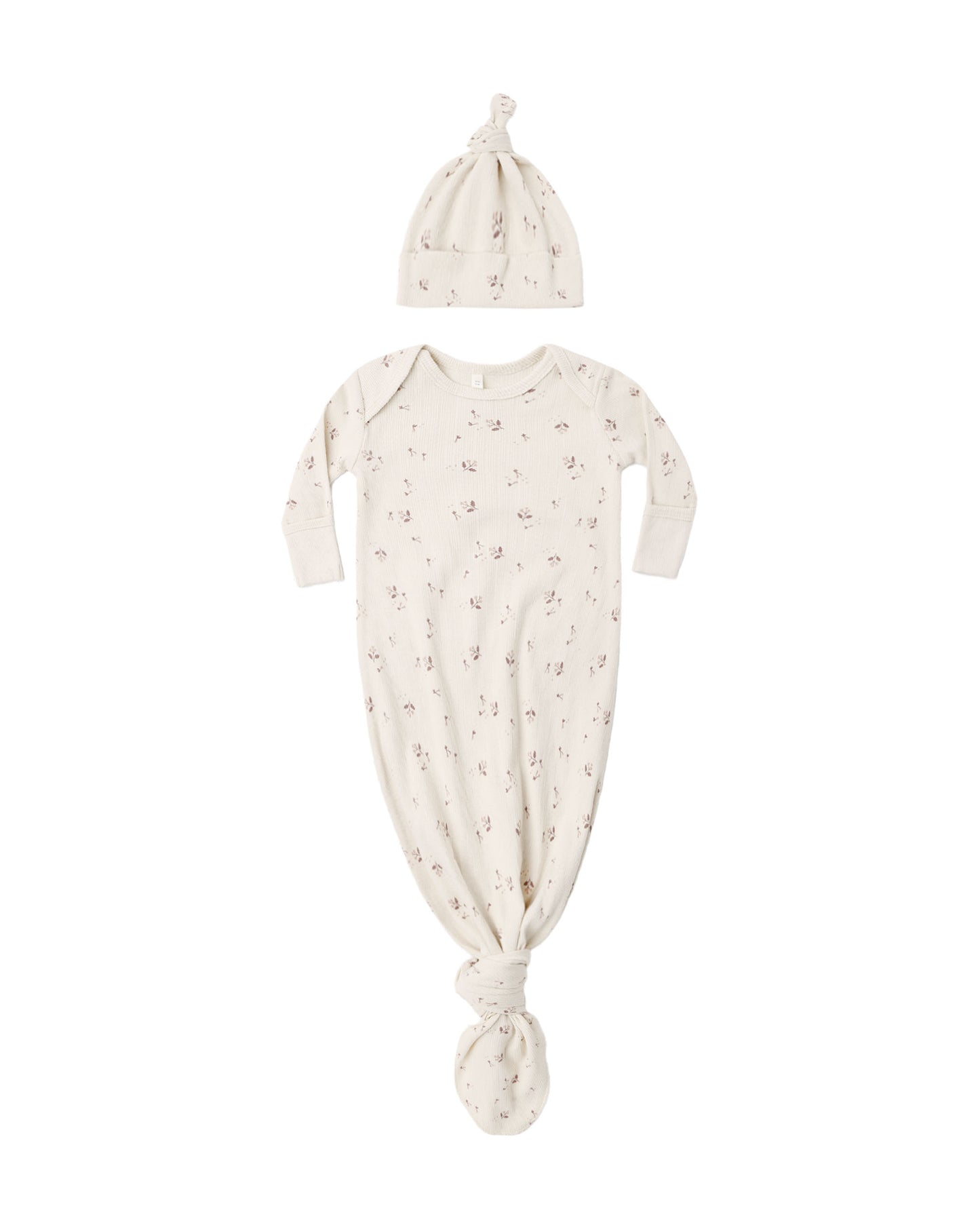 Fall Ditsy Knotted Gown + Hat Set