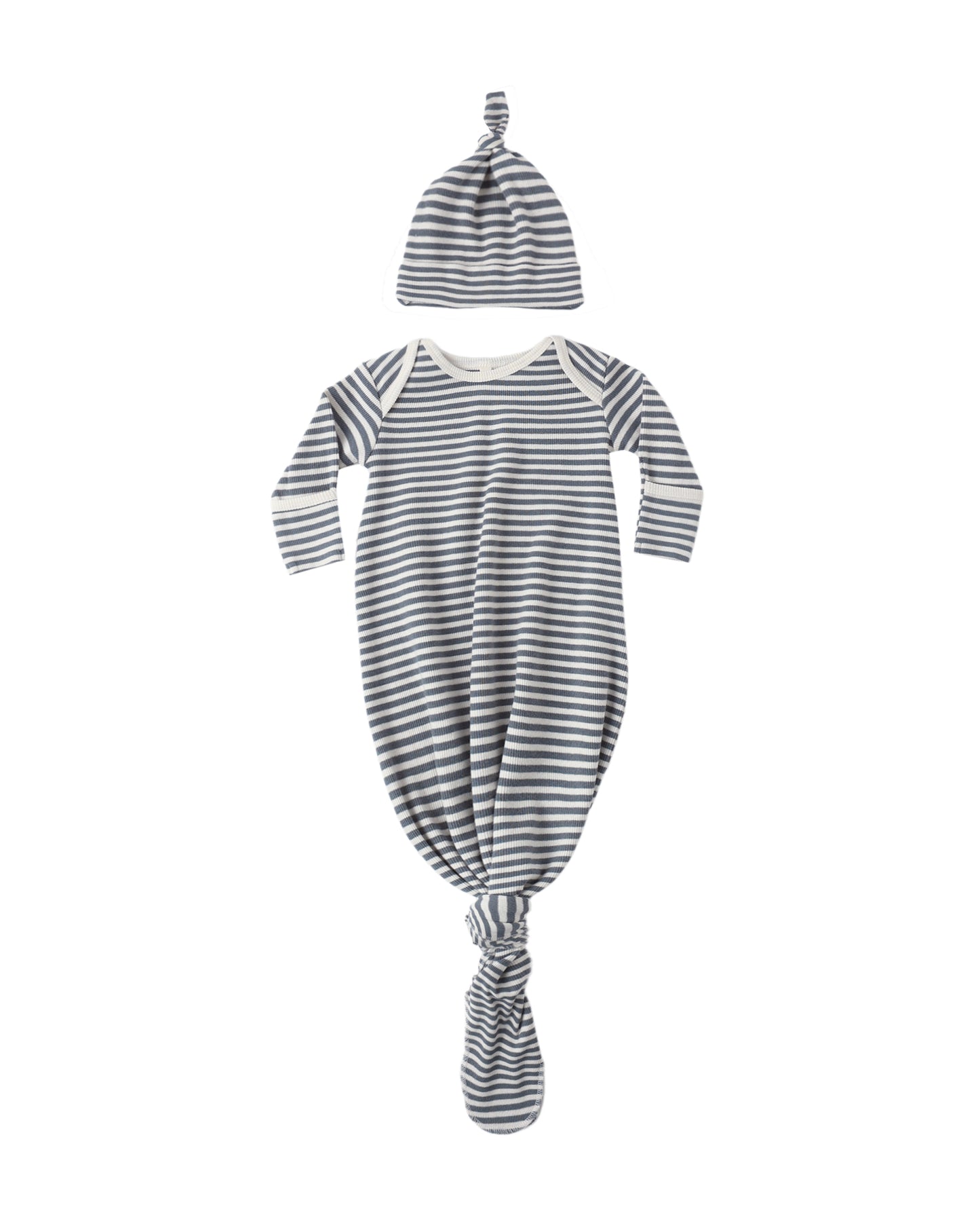 Ocean Stripe Knotted Gown + Hat Set