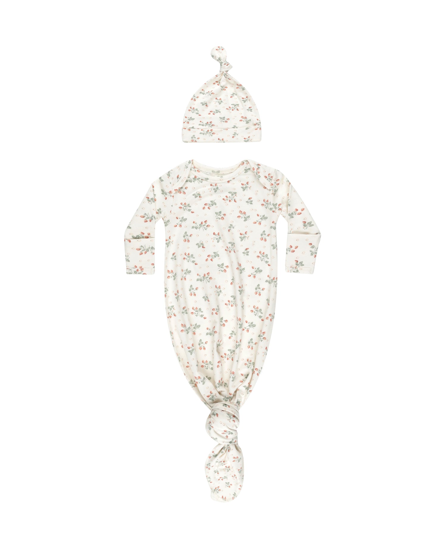 Strawberries Knotted Gown + Hat Set