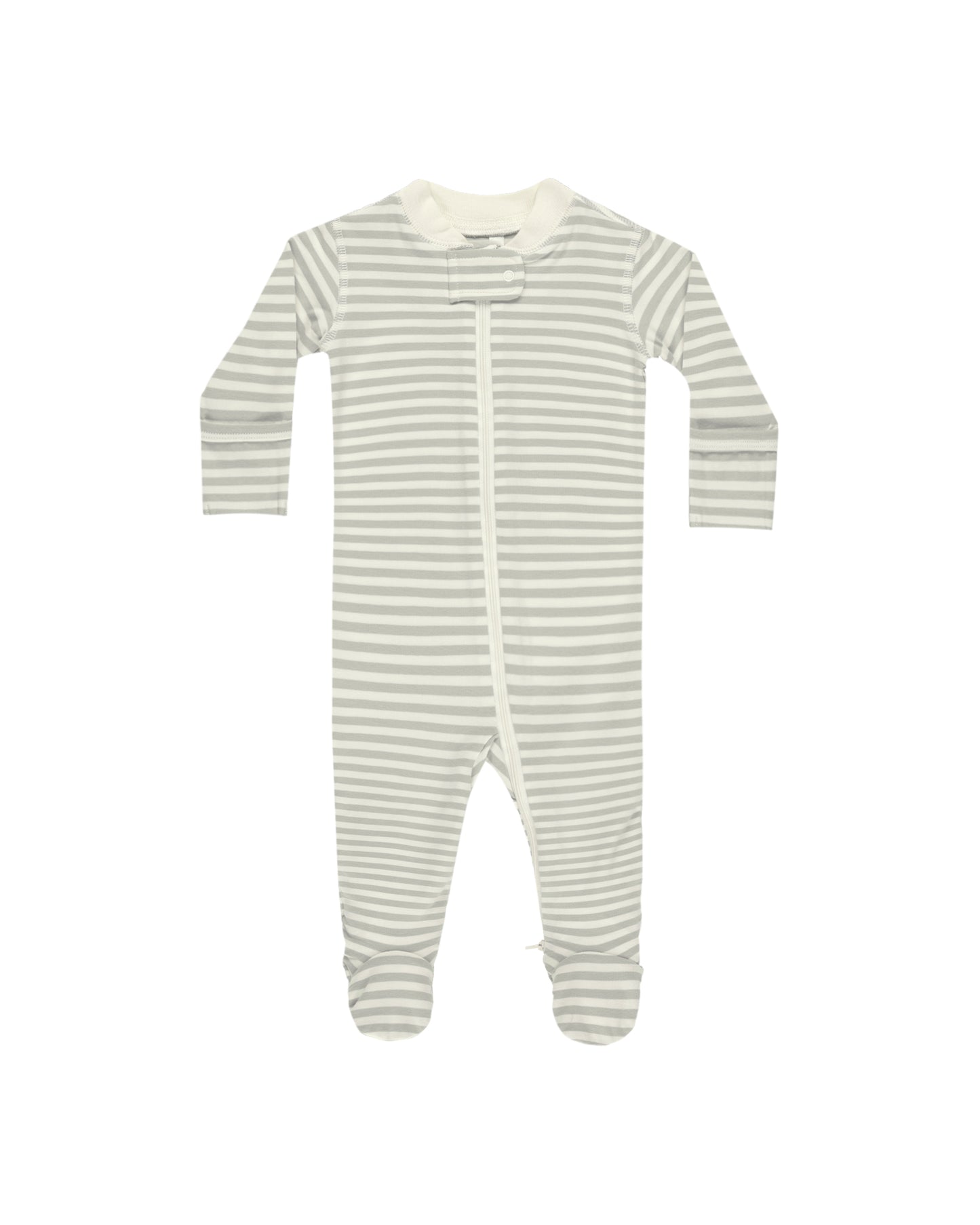Sage Stripe Zip Long Sleeve Sleeper Footie