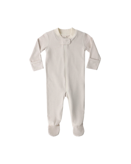 Zip Long Sleeve Sleeper Footie Oat Micro Stripe
