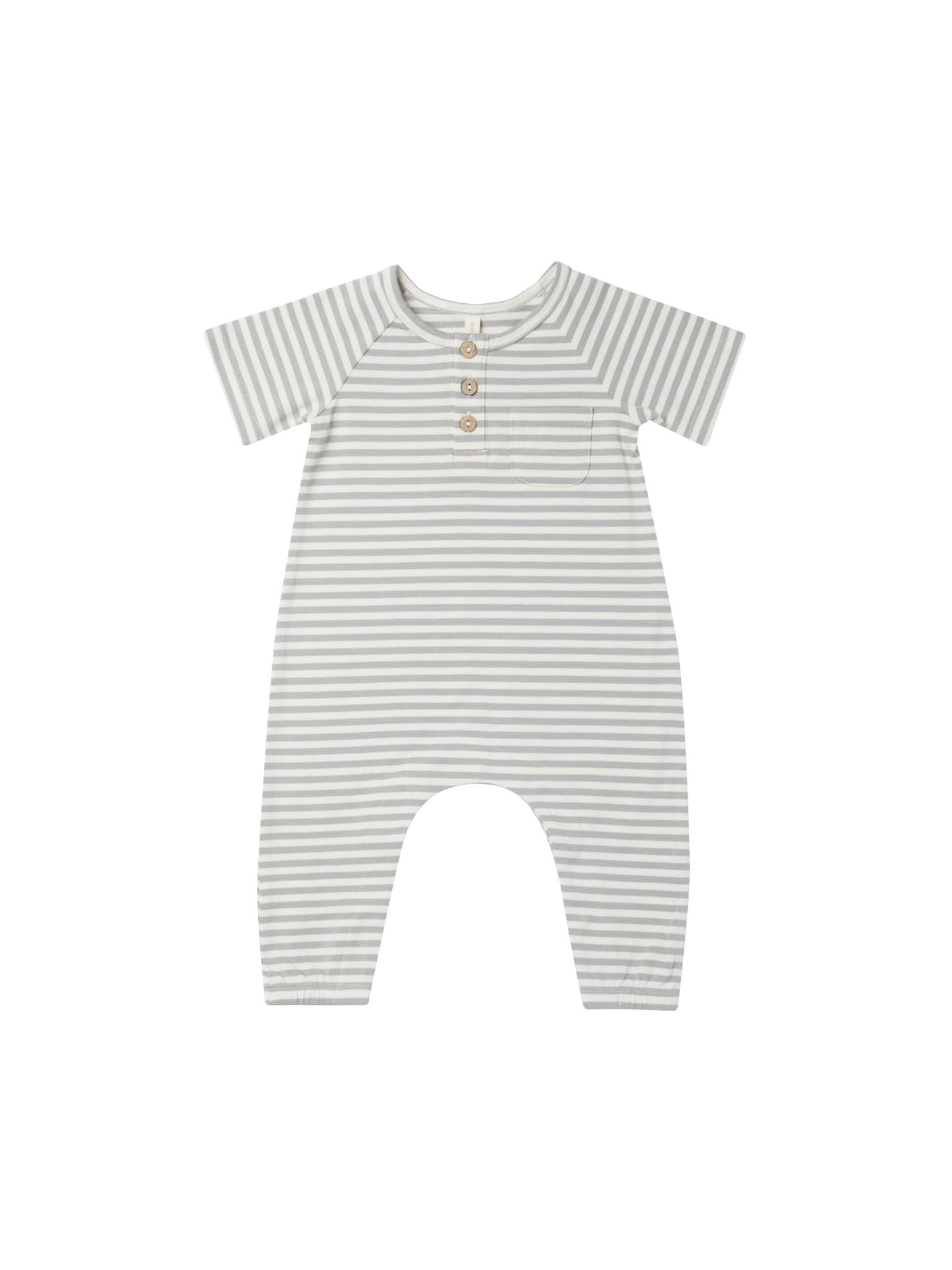 Dusty Blue Stripe Short Sleeve Jumpsuit