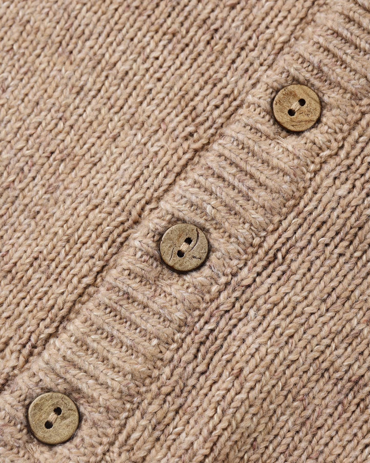 Heathered Almond Ruffle Collar Cardigan