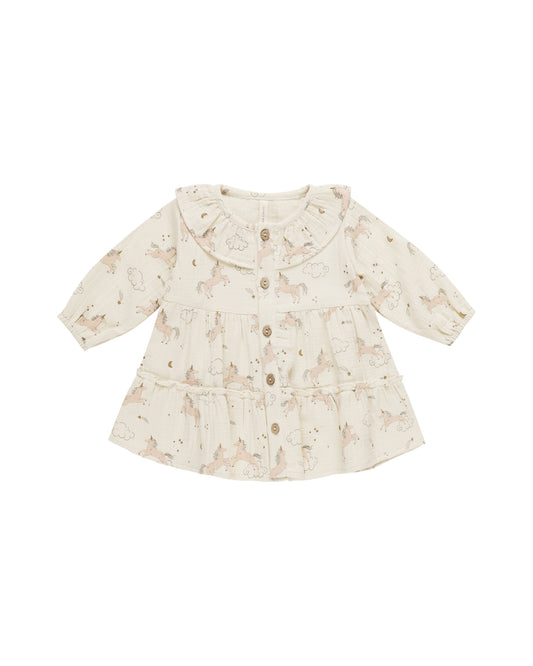 Unicorn Ruffle Collar Button Dress