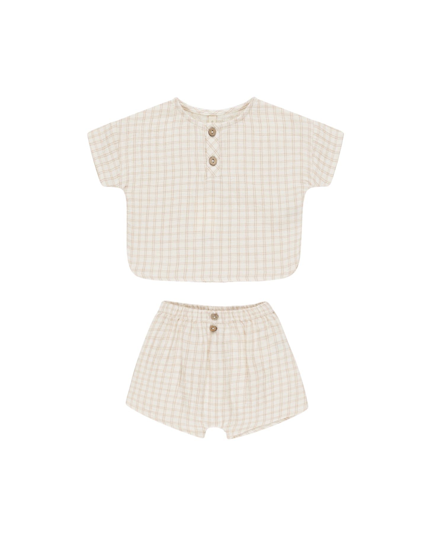 Oat Check Woven Boxy Top + Short Set