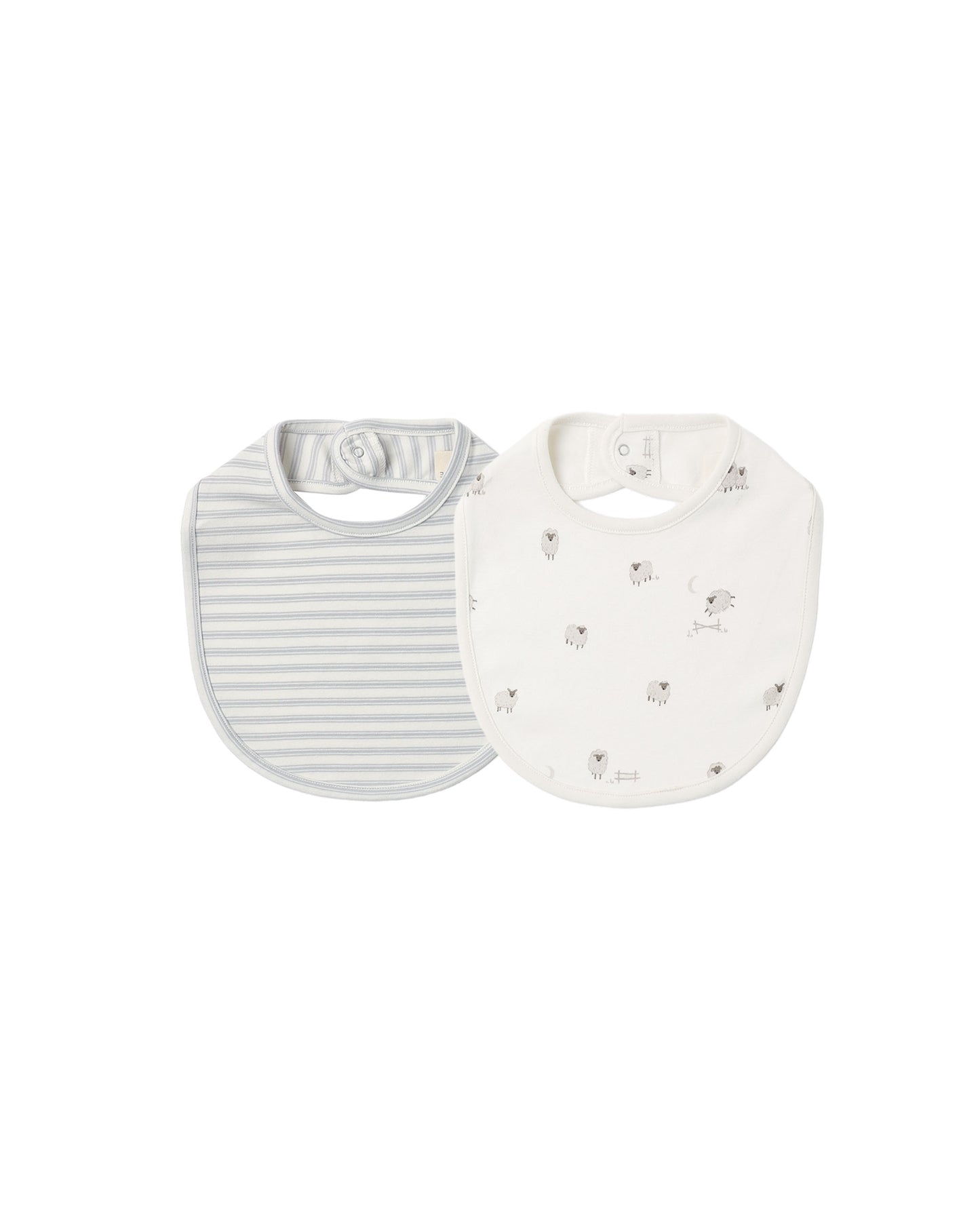 Jersey Snap Bib 2 Pack Sheep, Cloud Stripe