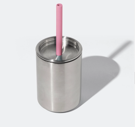 8oz Stainless Steel Baby Cup with Lid & Straw