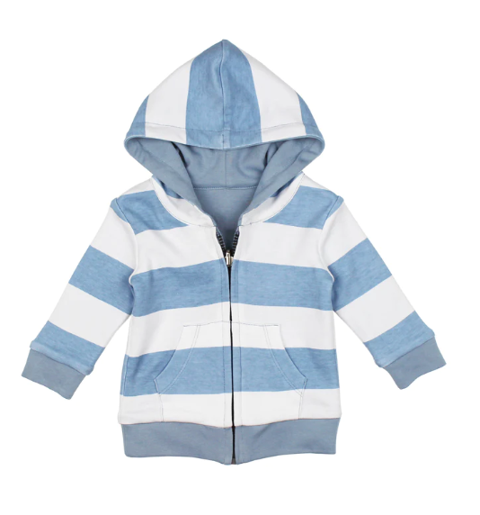 Kids' Organic Reversible Zipper Hoodie in Pool