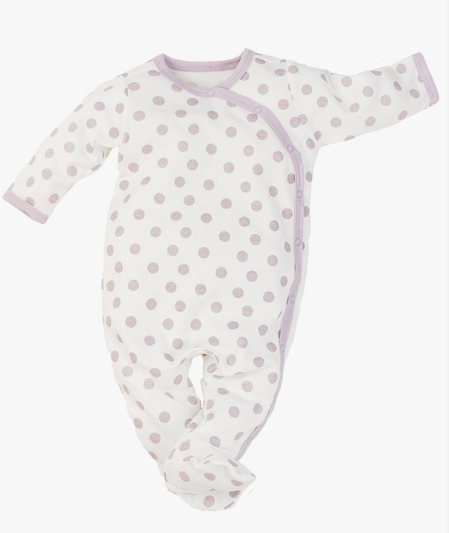 Lavender Dot Side Snap Footie