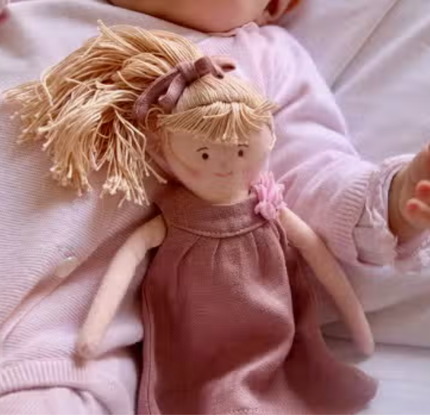 Organic Cotton Dress Doll in Vintage Pink