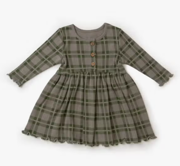 Plaid Organic Long Sleeve Twirl Dress