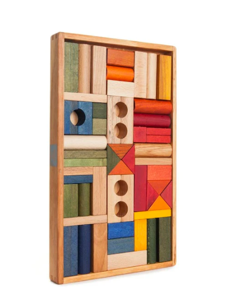 Wooden Blocks In Tray Rainbow