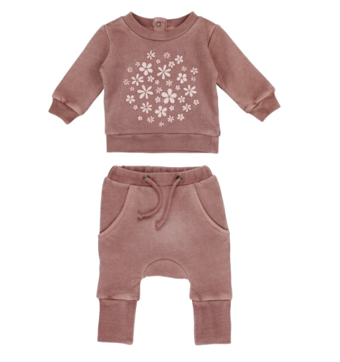 Cozy Sweatshirt & Jogger Set in Rosewood Flower