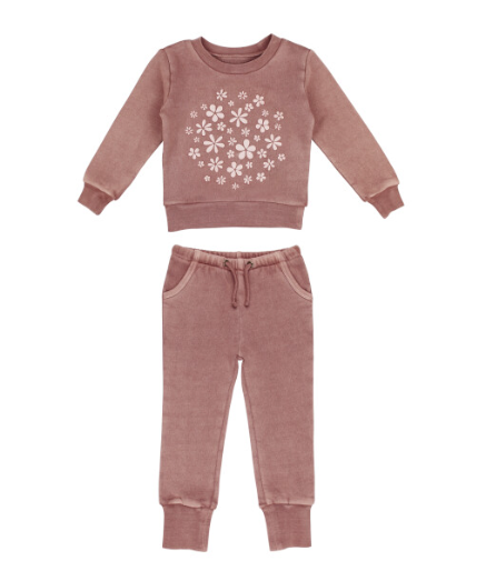 Cozy Sweatshirt & Jogger Set in Rosewood Flower