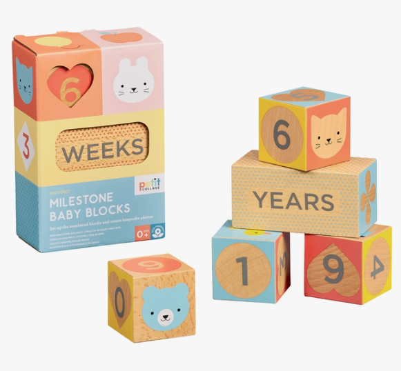 Baby milestone wooden blocks online