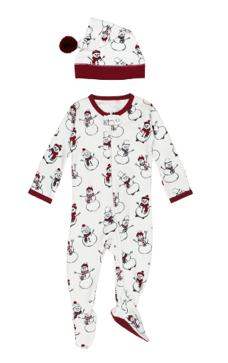 Snow Day 2-way Printed Zip Footie & Cap Set