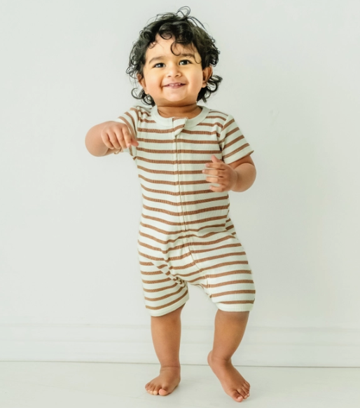 Stripes Organic Short 2-Way Zip Romper