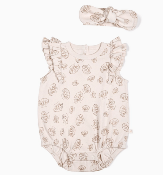 Seashells Organic Flutter Bubble Onesie