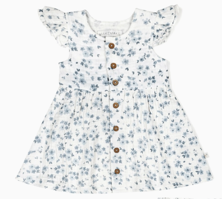 Periwinkle Button Flutter Dress