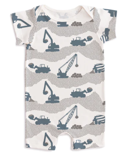 Construction Print Short Sleeve Romper