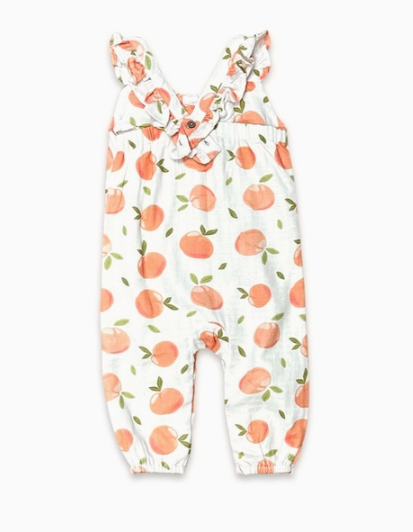 Peaches Ruffle & Button Sleeveless Muslin Jumpsuit