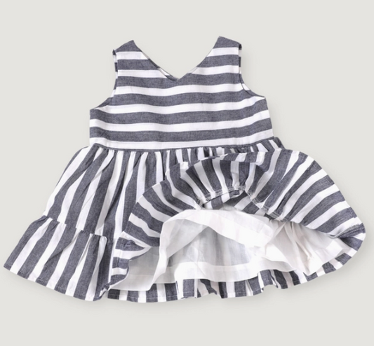 Lina Blue Stripe 2-Tier Dress + Bloomer Set