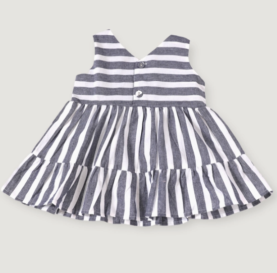 Lina Blue Stripe 2-Tier Dress + Bloomer Set