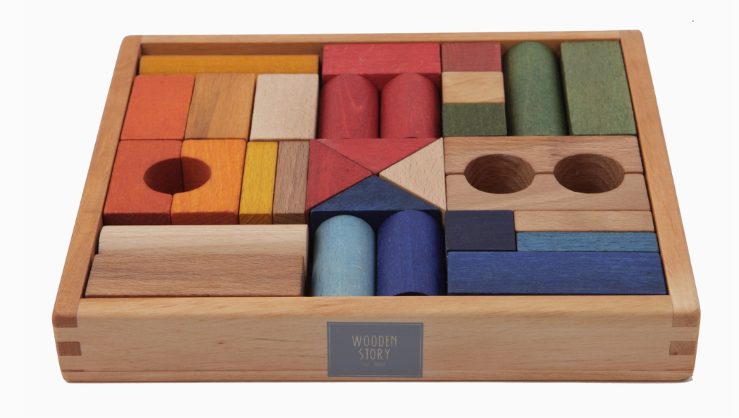 Wooden Blocks In Tray Rainbow