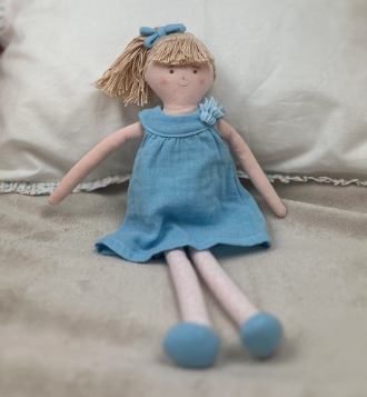 Organic Cotton Dress Doll in Blue Sky