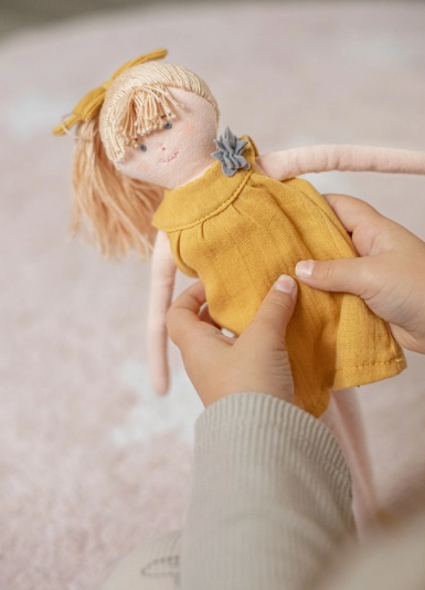Organic Cotton Dress Doll in Curry
