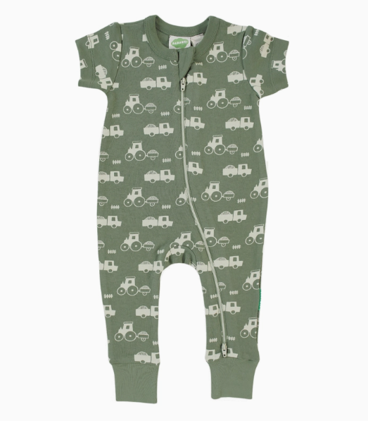 Tractors Short Sleeve Zip Romper