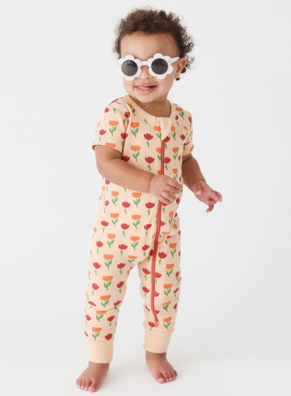 Tulips Short Sleeve Zip Romper