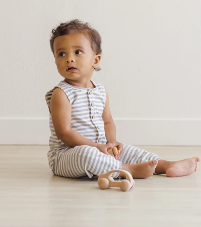 Blue Stripe Sleeveless Jumpsuit