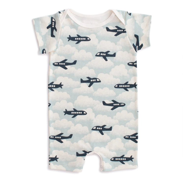 Airplanes Print Short Sleeve Romper