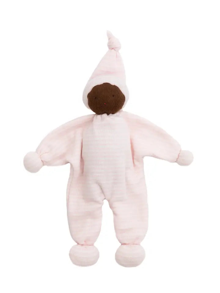 Organic Cotton Pink Stripe Brown Skin Baby Buddy Lovey