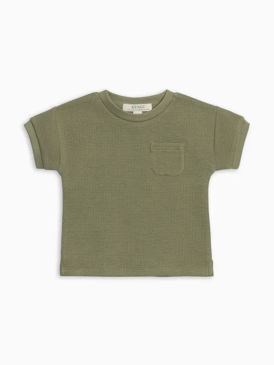 Waffle Tee & Short Set in Fern