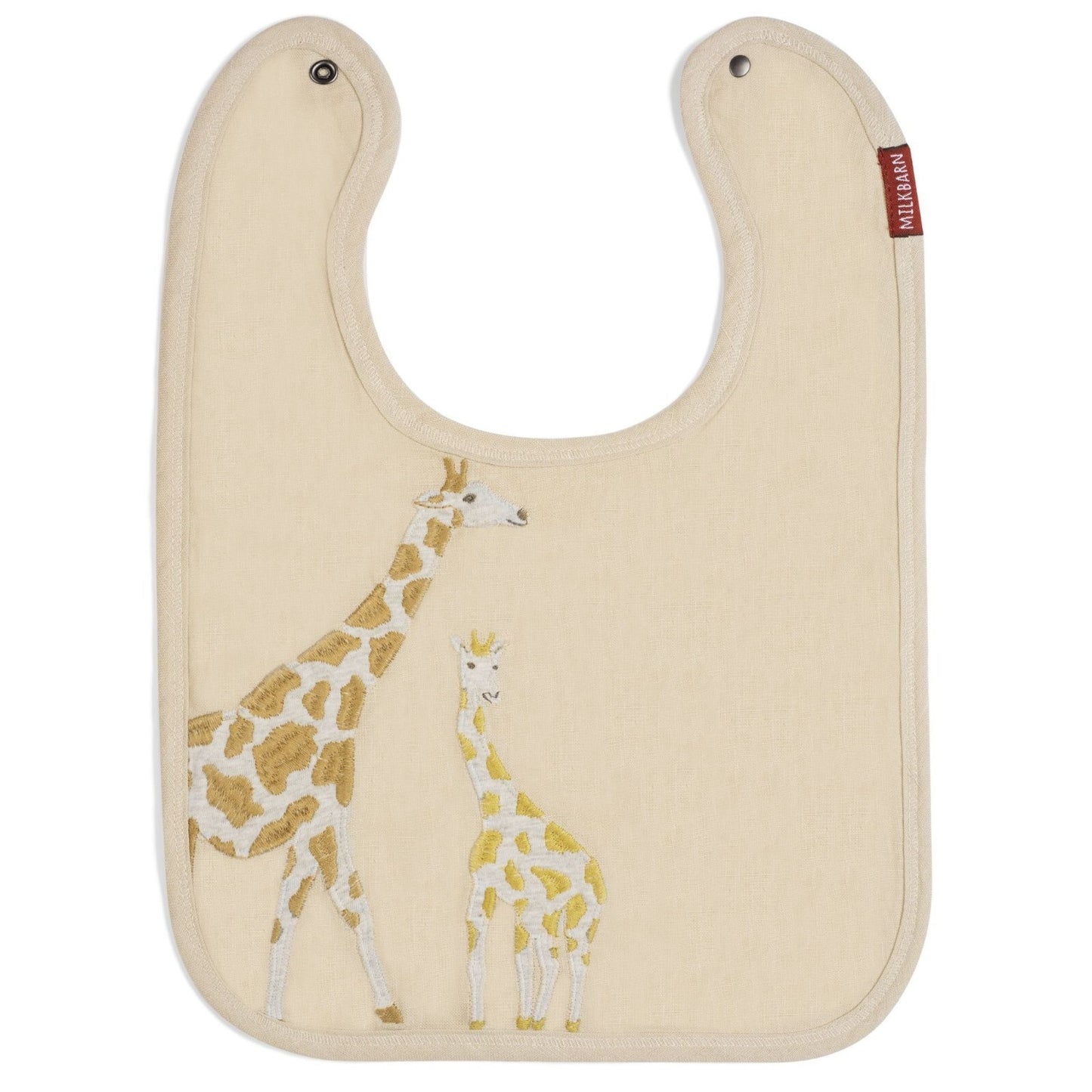 Giraffe Applique Organic Linen Bib