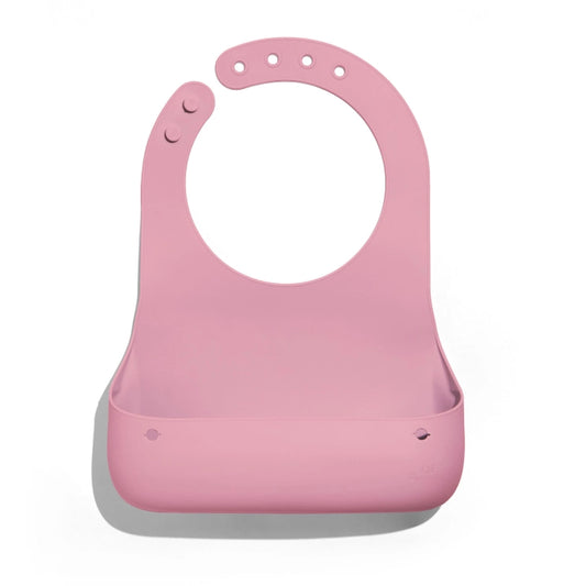 Pink Roll & Go Silicone Bib + Spoon Set