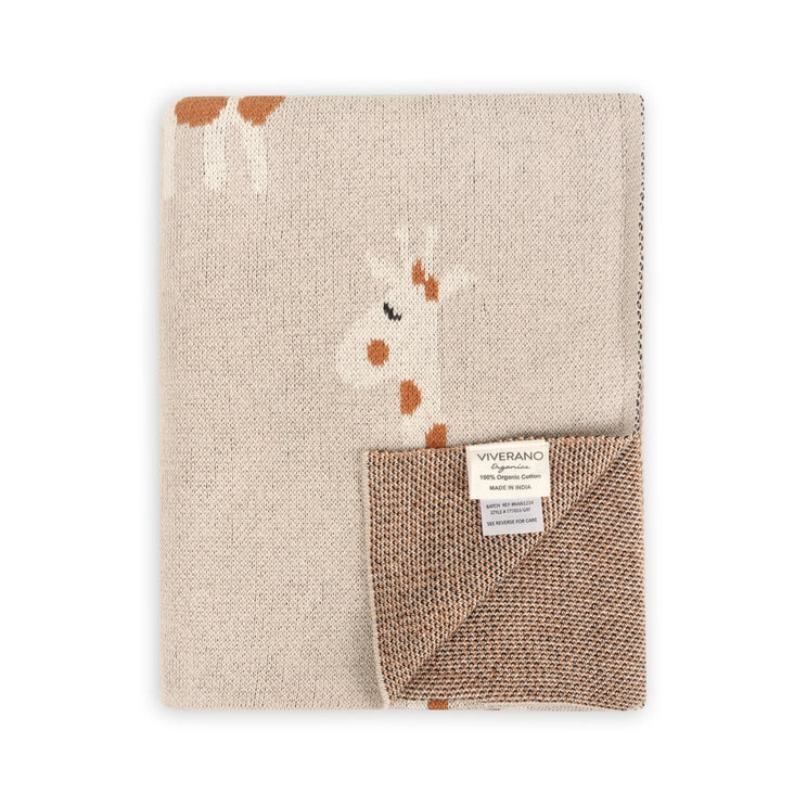 Giraffe Organic Cotton Jacquard Knit Baby Blanket