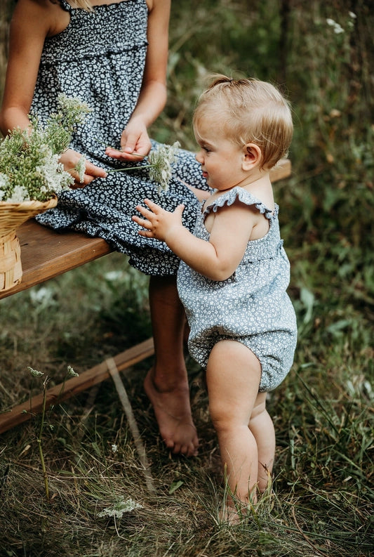 Blueberry Floral Organic Muslin Sleeveless Bodysuit