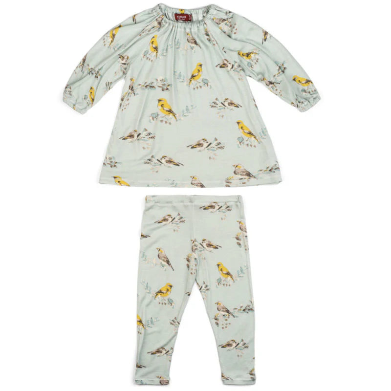 Blue Bird Bamboo Dress & Legging Set