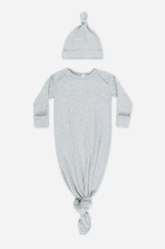 Dusty Blue Knotted Gown + Hat Set